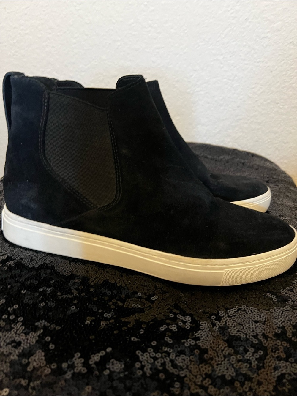 Vince Black Suede Chelsea High-Top Sneakers